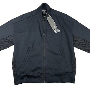 Adidas Womens Small Black Chicago Blackhawks Logo Full Zip Track Jacket‎ NWT